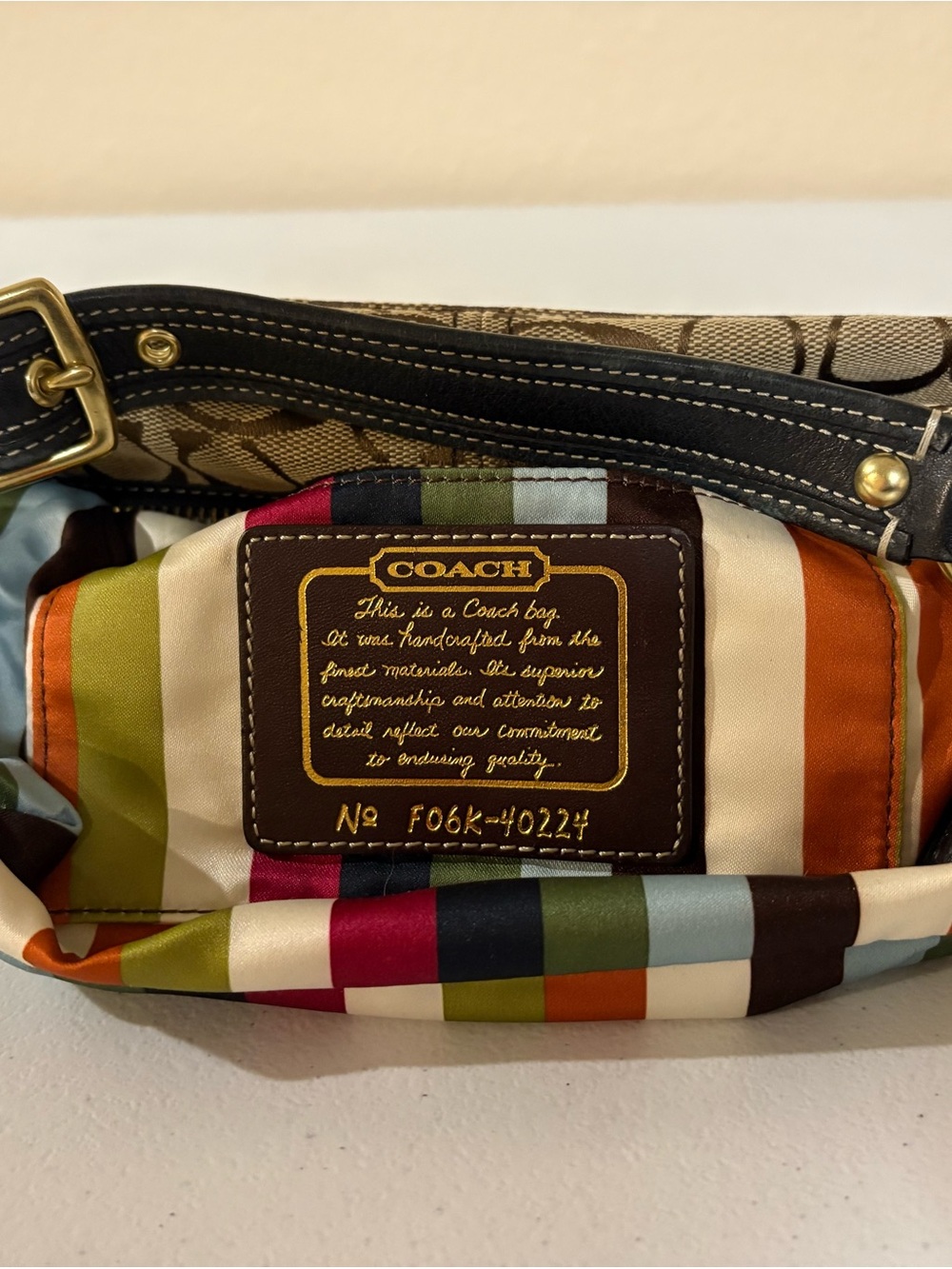 Coach 65th Ann Brown Signature Mini Bag with Black Trim F06K - 40224 EUC - Picture 3 of 13
